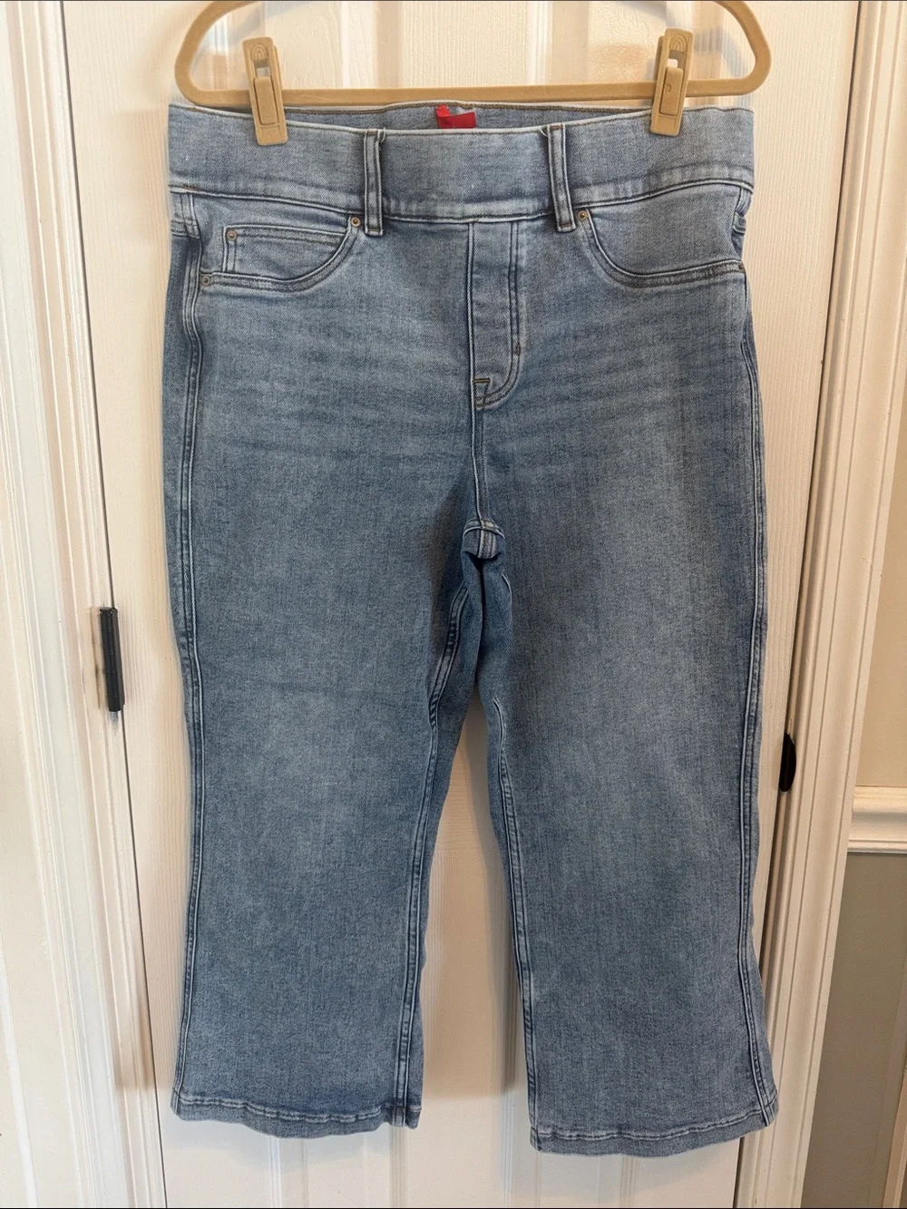 SPANX Denim Cropped Kick Flare Pull On Jeans in  Lightwash Sz 1X